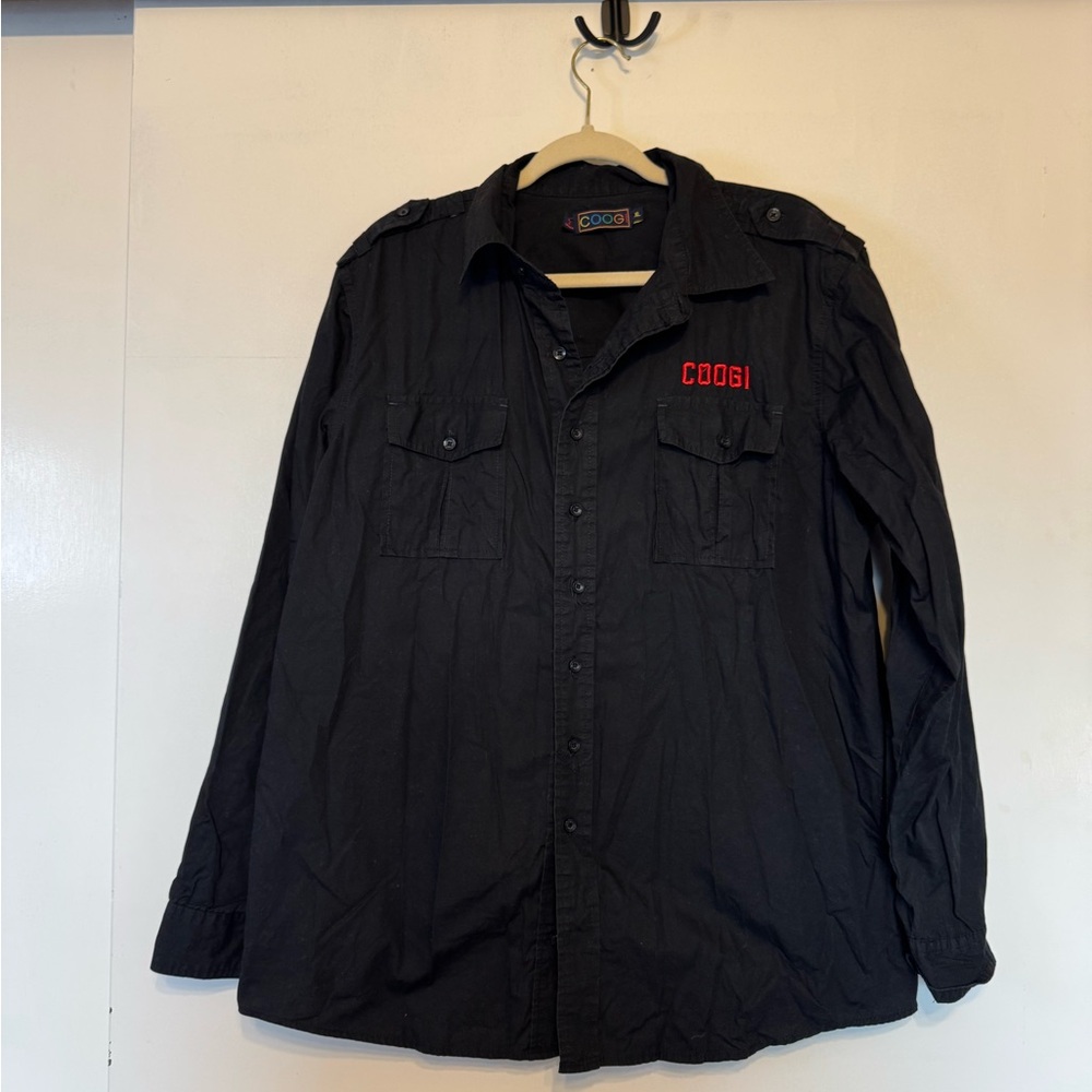 COOGI Black Button Up Shirt with Logo